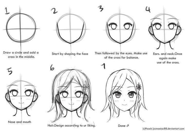 how do you draw anime hair step by step