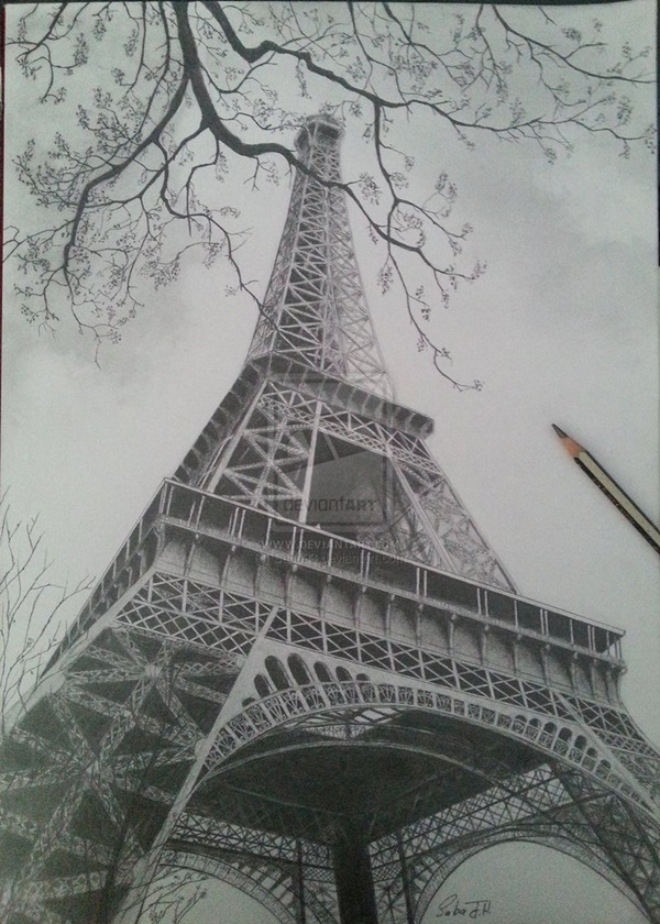 42 So Beautiful Eiffel Tower Drawing and Sketches to Try