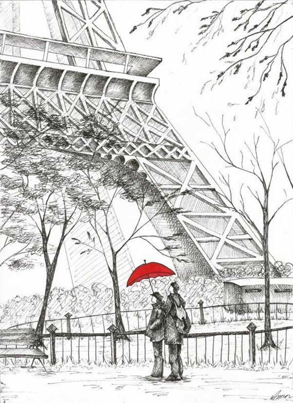 42 So Beautiful Eiffel Tower Drawing and Sketches to Try