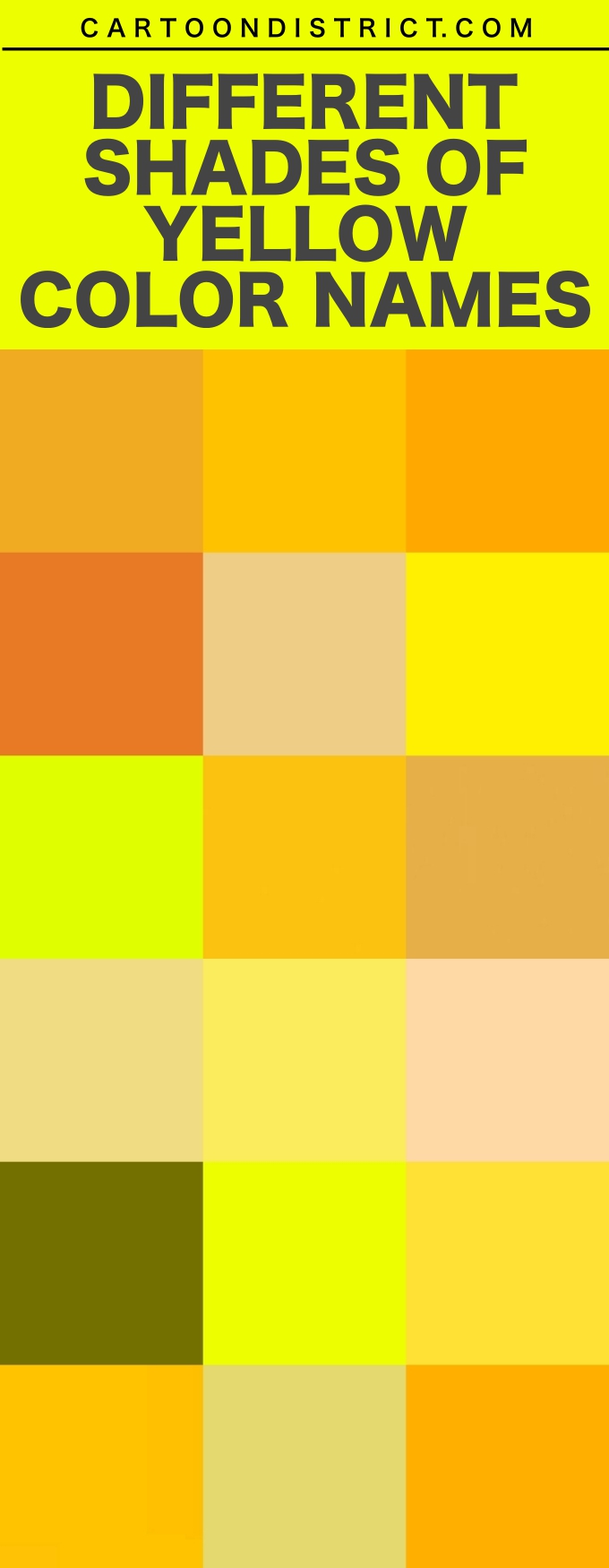 Different Shades of Yellow Color Names