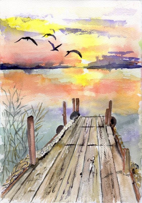35 Easy Watercolor Landscape Painting Ideas To Try - Cartoon District