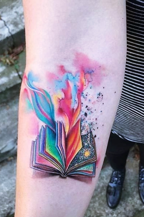 40 Cute Watercolor Tattoo Designs and Ideas For Temporary Use - Cartoon