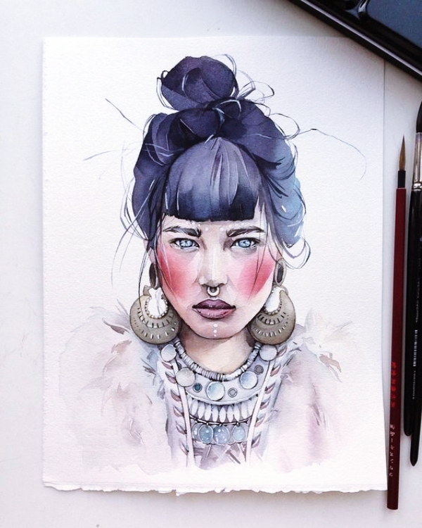 Watercolor-Portrait-Illustrations-and-Paintings