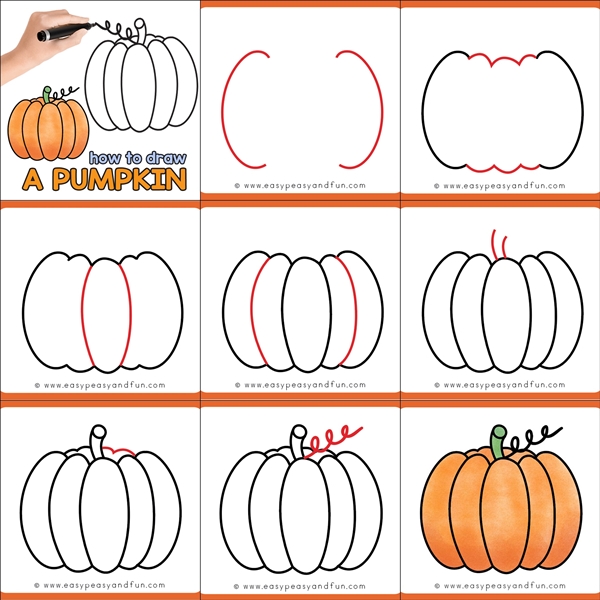 Cool and Simple Drawings Ideas To Kill Time/How to Draw a Pumpkin 