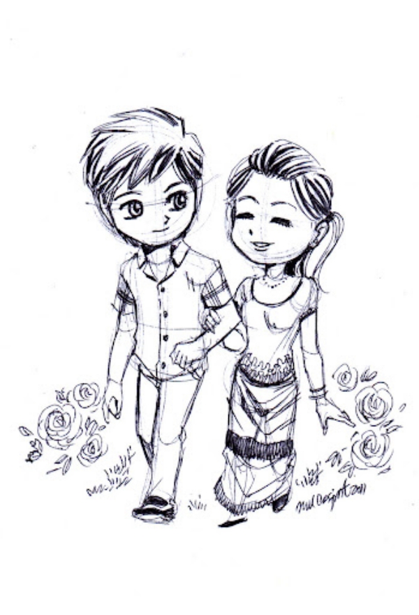 40 Easy And Romantic Couple Drawings And Sketches - Cartoon District