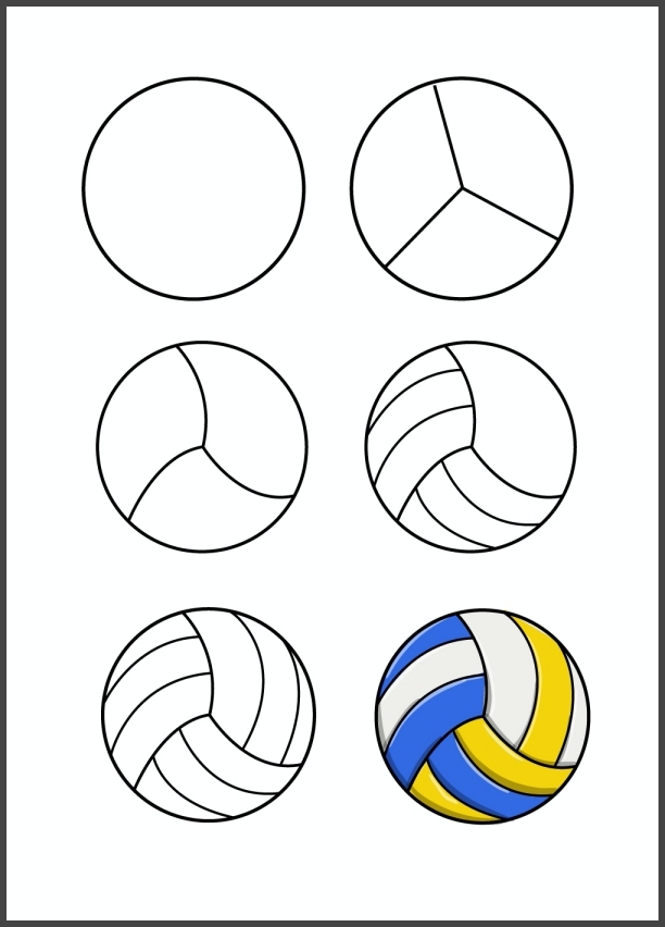 cool-and-easy-things-to-draw-when-bored/How to Draw Volleyball | Drawing tutorial for kids