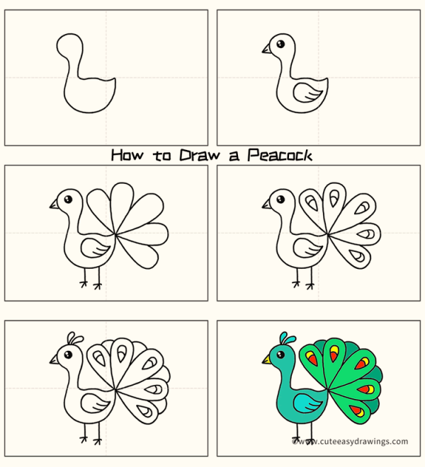 Cool and Simple Drawings Ideas To Kill Time/How to draw a Peacock Easy step by step