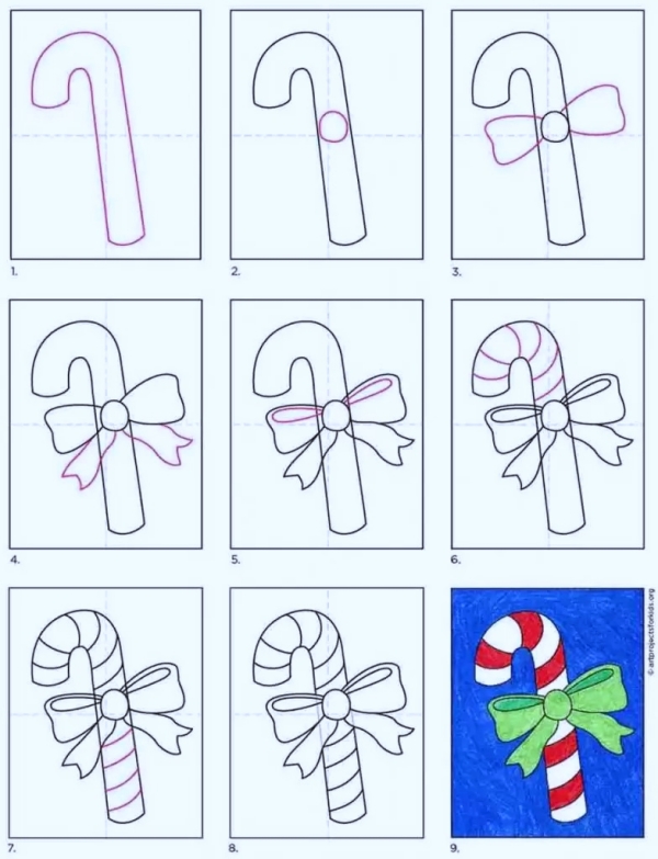 Cool and Simple Drawings Ideas To Kill Time/How to Draw a Candy Cane