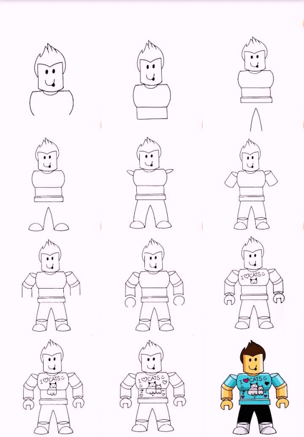 Cool and Simple Drawings Ideas To Kill Time/How to Draw a Roblox Character